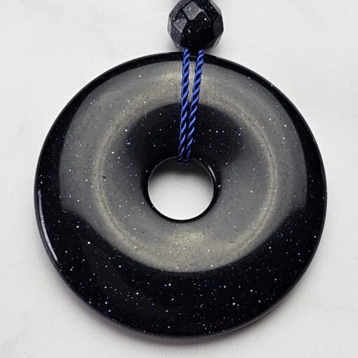 Blaufluss-Mala, facettiert, mit Blaufluss-Donut – Bild 8