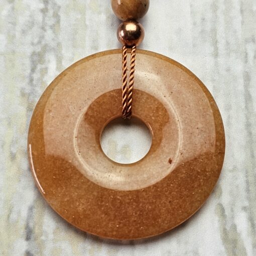 Calcit (orangefarben) -Kupfer-Mala mit orangefarbenem Aventurinquarz-Donut – Bild 8