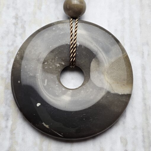 Flint (Feuerstein) -Aquamarin-Mala mit Flint-Donut – Bild 8