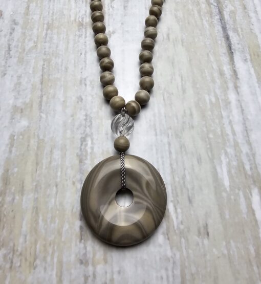 Flint (Feuerstein) -Mala (1) mit Flint-Donut und Armband – Bild 8