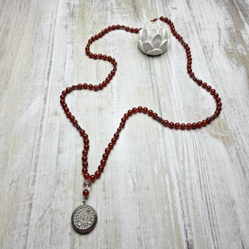 Rote Onyx/Achat-Mala mit Edelstahlanhänger und zwei Armbändern – Bild 8