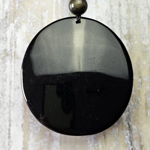 Obsidian („Goldobsidian“) -Pyrit-Mala (2) mit Obsidian-Anhänger – Bild 8