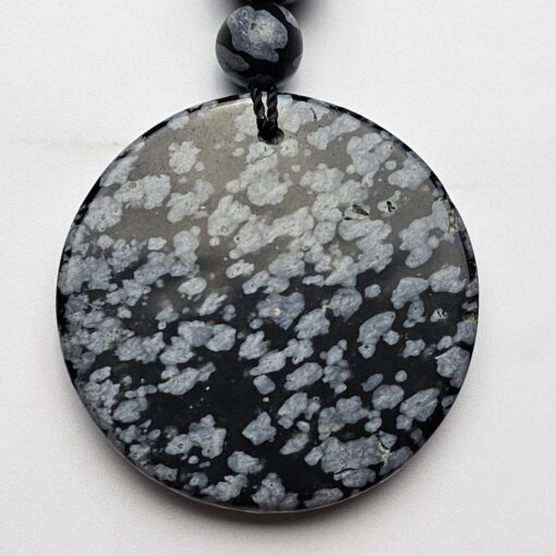 Obsidian („Schneeflocken-Obsidian“) -Mala (1) mit „Schneeflocken-  Obsidian“-Anhänger – Bild 8