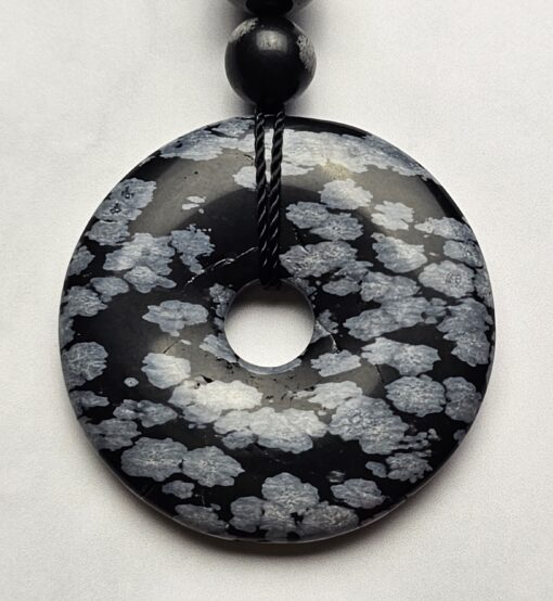 Obsidian („Schneeflocken-Obsidian“) -Mala (2) mit „Schneeflocken-Obsidian“-Donut – Bild 8