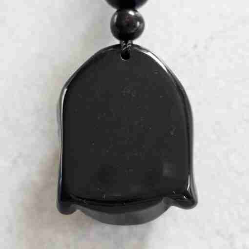 Obsidian („Mahagoni-Obsidian“) -Mala mit Obsidian-Anhänger (Buddha-Kopf) – Bild 8