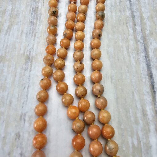 Calcit (orangefarben und gelb) -Kupfer-Mala mit gelbem Calcit-Donut – Bild 9