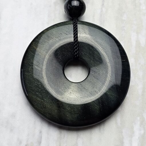 Falkenaugen-Pyrit-Mala mit Falkenaugen-Donut und Armband – Bild 9