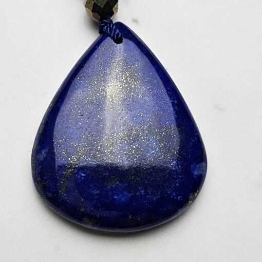 Lapislazuli-Pyrit-Mala, facettiert, mit Lapislazuli-Anhänger und Armband – Bild 9
