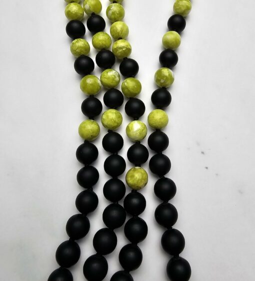 Lizardit (Serpentin) -Obsidian (matt) -Mala (2) mit Lizardit-Anhänger – Bild 9