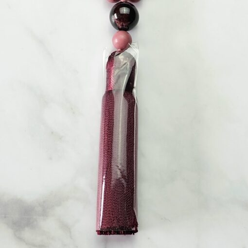 Rhodonit-Granat-Mala mit Seidenquaste und Armband – Bild 9