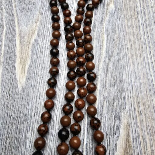 Obsidian („Mahagoni-Obsidian“) -Mala (2) mit Obsidian-Anhänger (Guanyin-Kopf) – Bild 9