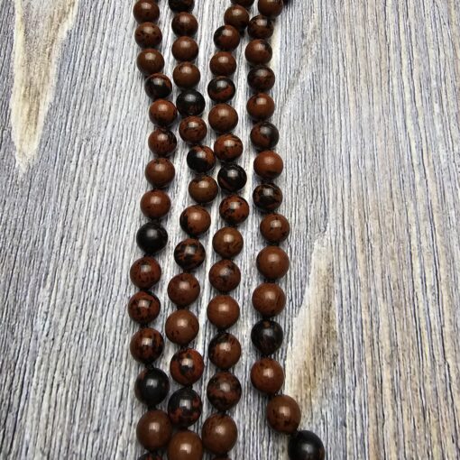 Obsidian („Mahagoni-Obsidian“) -Mala (3) mit Obsidian-Anhänger (Ganesha) – Bild 9