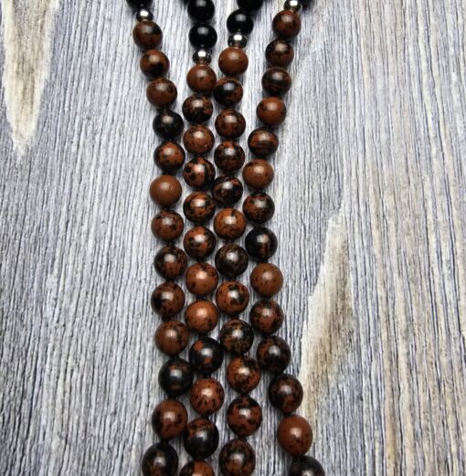 Obsidian („Mahagoni-Obsidian“) -Obsidian-Mala mit „Mahagoni-Obsidian“-Donut – Bild 9