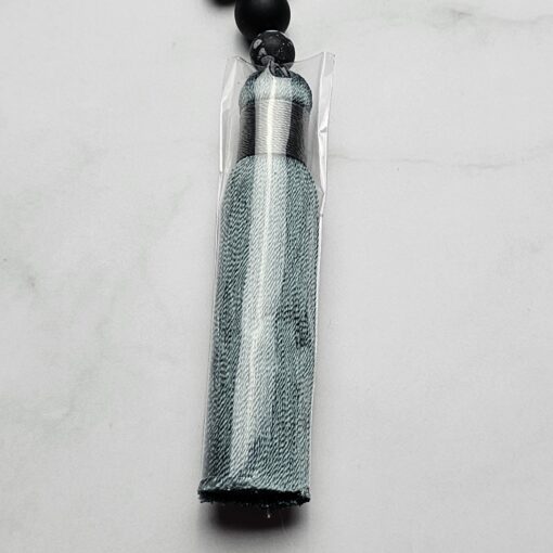 Obsidian („Schneeflocken-Obsidian“) -Mala, matt, mit Seidenquaste und Armband – Bild 9