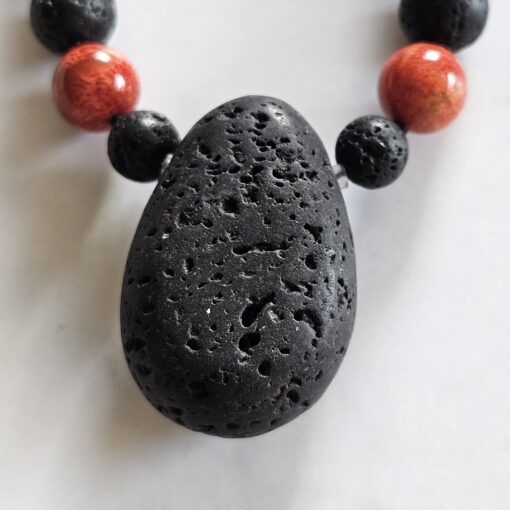 Korallen (rote Schaumkoralle) -Lava-Mala (2) mit Lava-Anhänger (Tropfen) – Bild 8