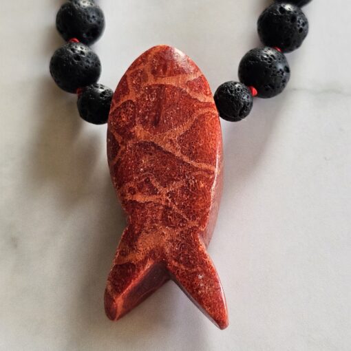 Korallen (rote Schaumkoralle) -Lava-Mala (3) mit Fisch aus roter Schaumkoralle – Bild 8