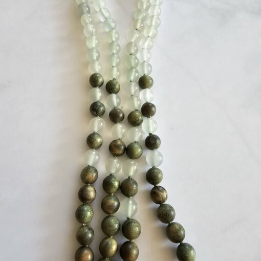 Serpentin („China Jade“) -Sandelholz (grün) -Mala mit Baumwollquaste – Bild 8