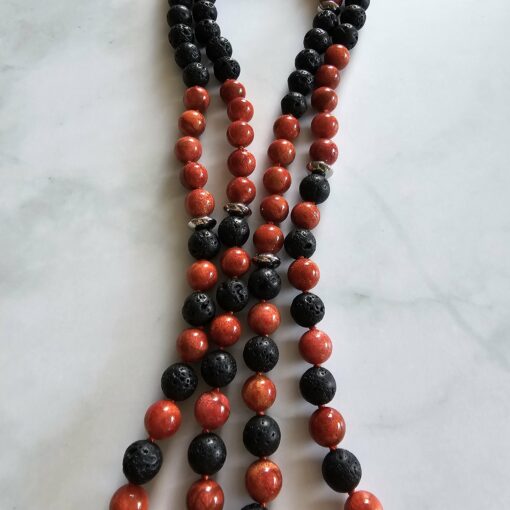 Korallen (rote Schaumkoralle) -Lava-Mala (1) mit roter Schaumkorallen-Navette – Bild 9