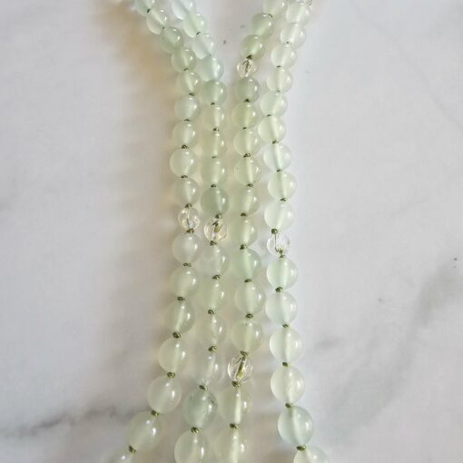 Serpentin („China Jade“) -Bergkristall-Mala mit Serpentin-Anhänger – Bild 9