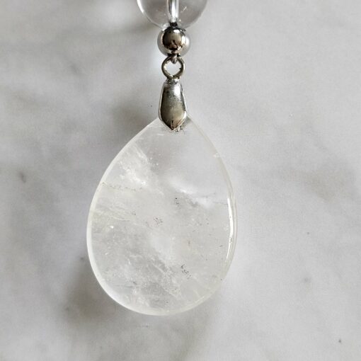 Iolith (Cordierit) -Bergkristall-Mala mit Bergkristall-Anhänger und Armband – Bild 9