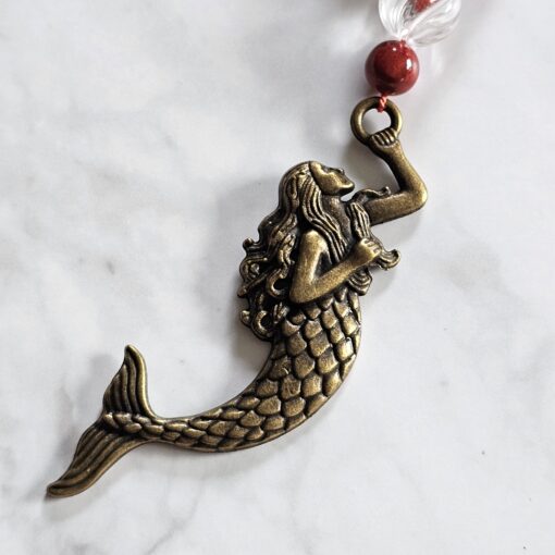 Korallen (rote Schaumkoralle) -Mala mit bronzefarbenem Anhänger und Armband – Bild 9