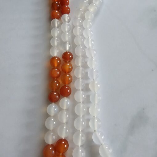 Achat (weiß) -Karneol-Mala mit weißem Achat mit Karneol-Anhänger – Bild 9