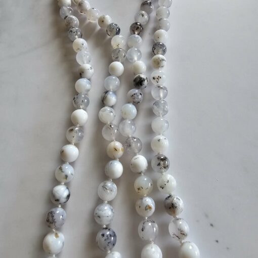 Opal-Mala, „Dendritenopal“, mit „Milchopal“-Anhänger – Bild 10