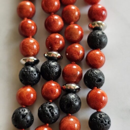 Korallen (rote Schaumkoralle) -Lava-Mala (1) mit roter Schaumkorallen-Navette – Bild 10