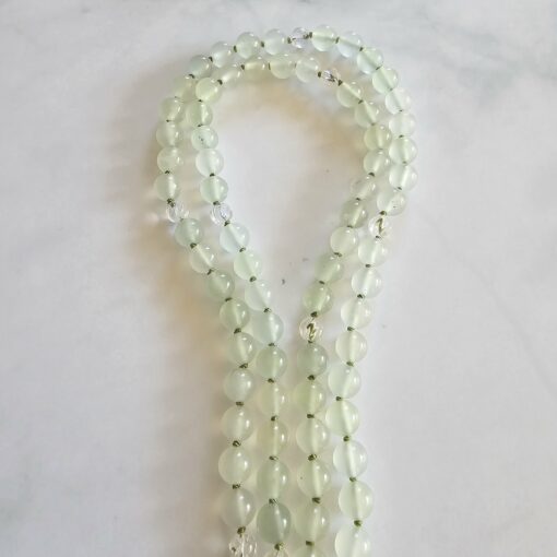Serpentin („China Jade“) -Bergkristall-Mala mit Serpentin-Anhänger – Bild 10