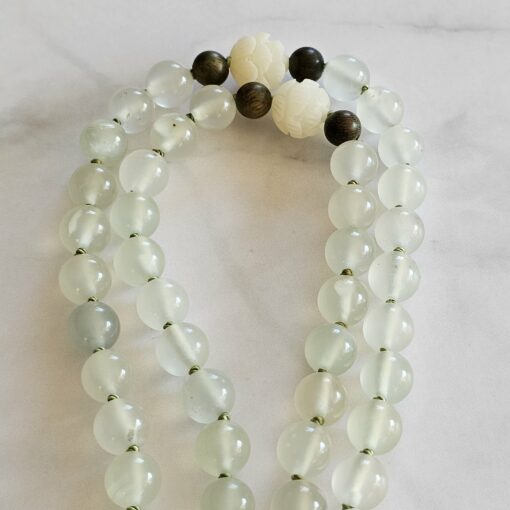 Serpentin („China Jade“) -Sandelholz (grün) -Mala mit Baumwollquaste – Bild 10
