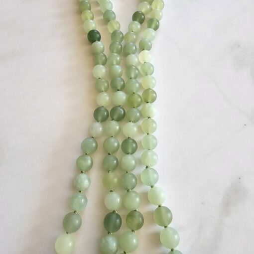Serpentin-Mala, matt, mit Seidenquaste und Armband – Bild 10