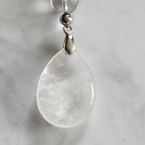 Iolith (Cordierit) -Bergkristall-Mala mit Bergkristall-Anhänger und Armband – Bild 10