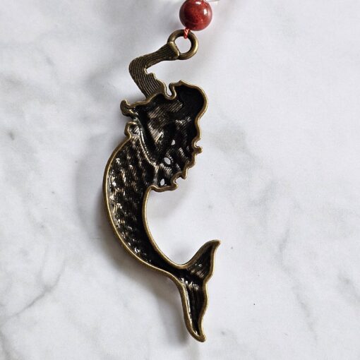 Korallen (rote Schaumkoralle) -Mala mit bronzefarbenem Anhänger und Armband – Bild 10