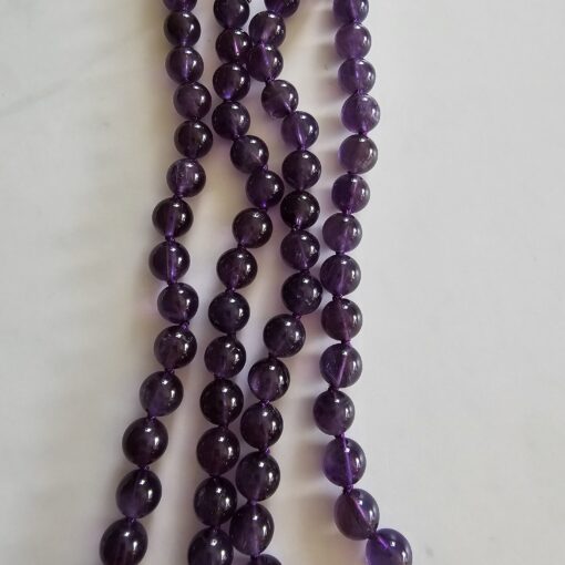 Amethyst-Mala, dunkel sowie etwas heller und facettiert, mit Edelstahlanhänger und Armband – Bild 10
