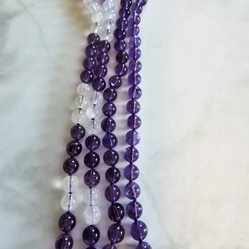 Amethyst-Milchquarz-Mala (1) mit Seidenquaste – Bild 10