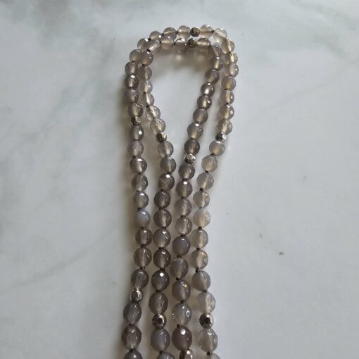 Achat-Mala, grau und facettiert, mit grauem Mondstein-Donut – Bild 11