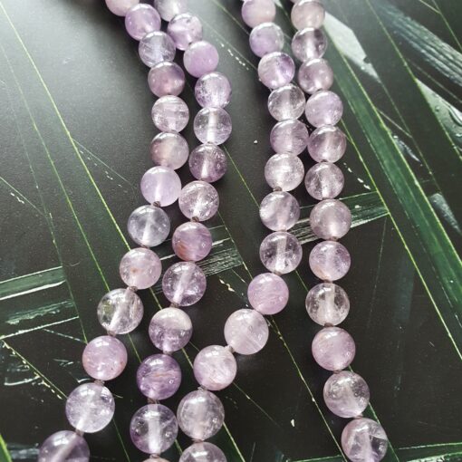 Amethyst („Lavendelamethyst“) -Mala mit Lavendel-Jade-Anhänger – Bild 11