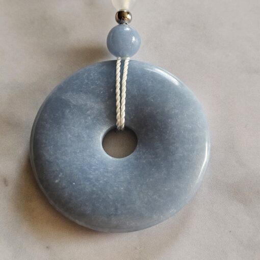 Angelit-Achat (weiß) -Mala mit Angelit-Donut und 2 Armbändern – Bild 11