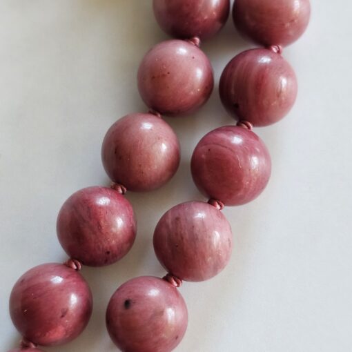 Versteinerte Holz (rosa) -Herzholz (purpurn) -Bergkristall-Mala mit Rhodonit-Donut – Bild 11