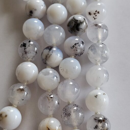 Opal-Mala, „Dendritenopal“, mit „Milchopal“-Anhänger – Bild 11