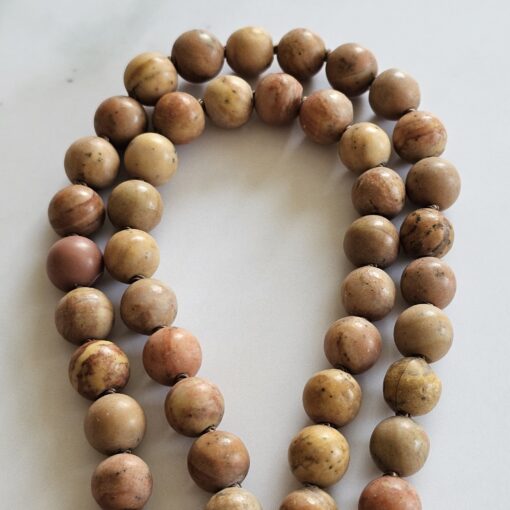 Jaspis-Mala, naturfarben und matt (3), mit Printstone-Anhänger in Freiform – Bild 11