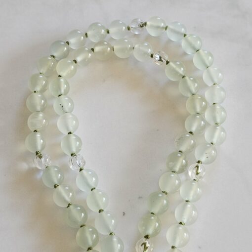 Serpentin („China Jade“) -Bergkristall-Mala mit Serpentin-Anhänger – Bild 11