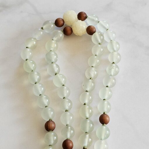 Serpentin („China Jade“) -Sandelholz (braun) -Mala mit Serpentin-Donut – Bild 11
