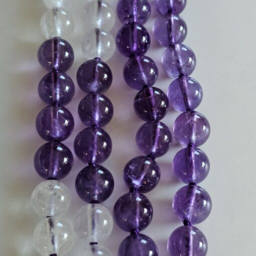 Amethyst-Milchquarz-Mala (1) mit Seidenquaste – Bild 11