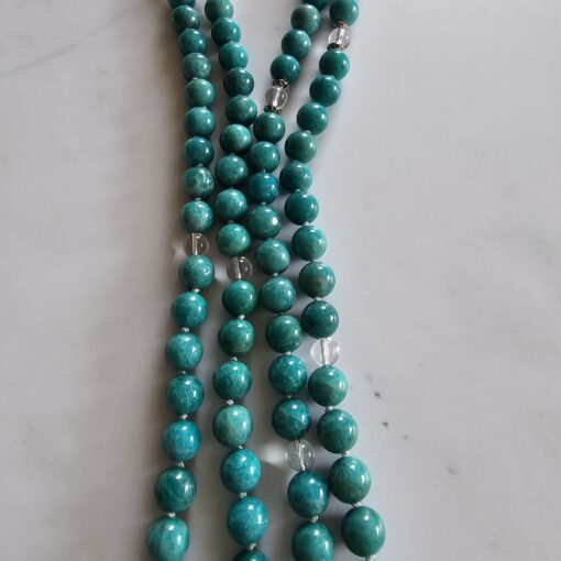 Amazonit (Peruanischer Amazonit) -Bergkristall-Mala, mit Amazonit-Anhänger und Armband – Bild 12