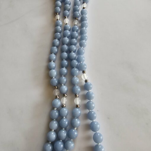 Angelit-Achat (weiß) -Mala mit Angelit-Donut und 2 Armbändern – Bild 12