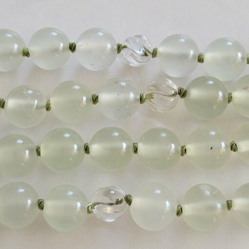 Serpentin („China Jade“) -Bergkristall-Mala mit Serpentin-Anhänger – Bild 12