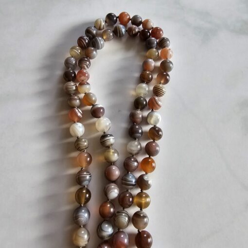 Achat ("Botswana Achat") -Mala mit Baumwollquaste und Armband – Bild 12