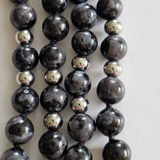Gabbro-Mala mit Edelstahlanhänger und Armband – Bild 12