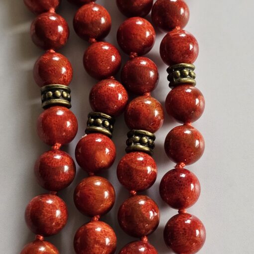 Korallen (rote Schaumkoralle) -Mala mit bronzefarbenem Anhänger und Armband – Bild 12